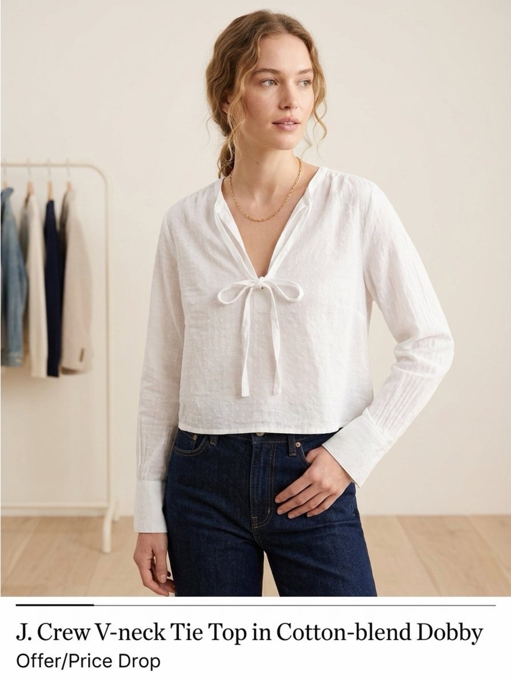 J.Crew V-neck Tie Top In Cotton-blend
